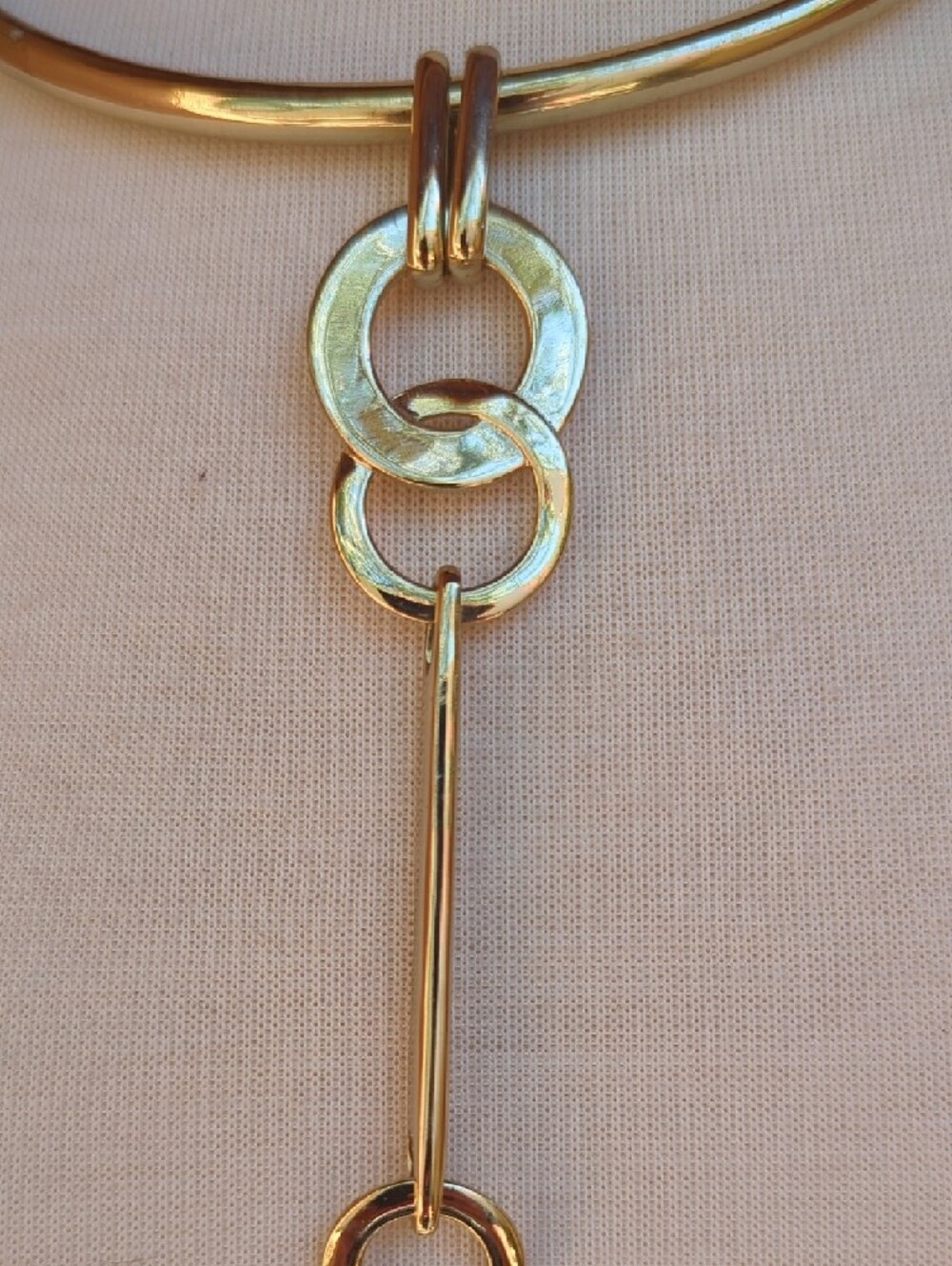 Chico's Gold Link Choker Necklace with Dangle Bar - Picture 4 of 5